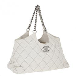 Pre Owned Chanel White Lambskin Hobo