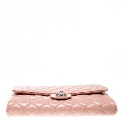 Chanel Blush Pink Patent Leather Chain Clutch