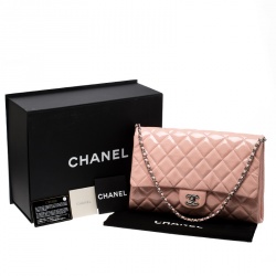 Chanel Blush Pink Patent Leather Chain Clutch