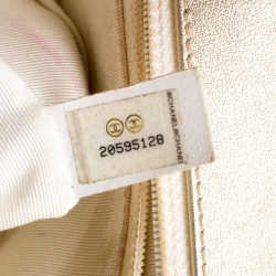 Pre Owned Chanel Light Gold Perforated Leather New Medium Boy Bag