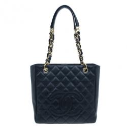 مملوكة مسبقًا حقيبة شوبنغ يد شانيل كافيار سوداء صغيرة