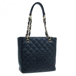 مملوكة مسبقًا حقيبة شوبنغ يد شانيل كافيار سوداء صغيرة