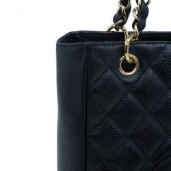 مملوكة مسبقًا حقيبة شوبنغ يد شانيل كافيار سوداء صغيرة