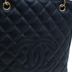 مملوكة مسبقًا حقيبة شوبنغ يد شانيل كافيار سوداء صغيرة