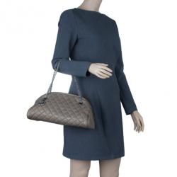 Pre Owned Chanel Olive Green Quilted Caviar Just Mademoiselle Bowling Bag