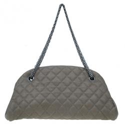 Pre Owned Chanel Olive Green Quilted Caviar Just Mademoiselle Bowling Bag
