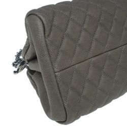 Pre Owned Chanel Olive Green Quilted Caviar Just Mademoiselle Bowling Bag