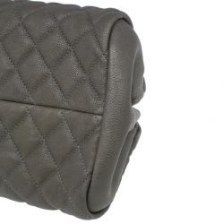 Pre Owned Chanel Olive Green Quilted Caviar Just Mademoiselle Bowling Bag