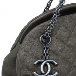 Pre Owned Chanel Olive Green Quilted Caviar Just Mademoiselle Bowling Bag