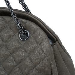 Pre Owned Chanel Olive Green Quilted Caviar Just Mademoiselle Bowling Bag
