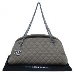 Pre Owned Chanel Olive Green Quilted Caviar Just Mademoiselle Bowling Bag