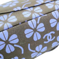 مملوكة مسبقًا Chanel Brown Nylon Four Leave Clover Single Flap Shoulder Bag