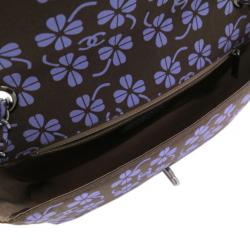 مملوكة مسبقًا Chanel Brown Nylon Four Leave Clover Single Flap Shoulder Bag