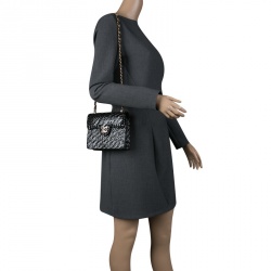 Pre Owned Chanel Black Glazed Wicker Mini Vintage Flap Bag