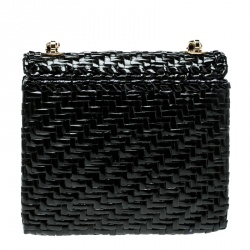 Pre Owned Chanel Black Glazed Wicker Mini Vintage Flap Bag