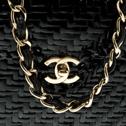 Pre Owned Chanel Black Glazed Wicker Mini Vintage Flap Bag