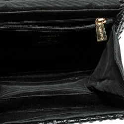Pre Owned Chanel Black Glazed Wicker Mini Vintage Flap Bag