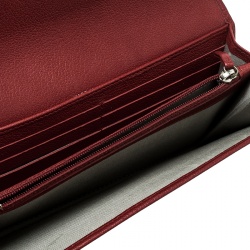 Chanel Red Leather CC Camellia Continental Flap Wallet