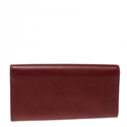 Chanel Red Leather CC Camellia Continental Flap Wallet
