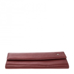 Chanel Red Leather CC Camellia Continental Flap Wallet