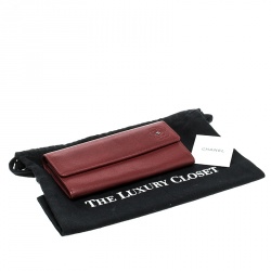 Chanel Red Leather CC Camellia Continental Flap Wallet