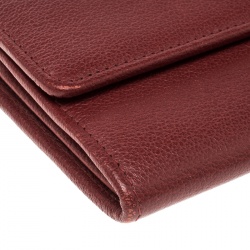 Chanel Red Leather CC Camellia Continental Flap Wallet