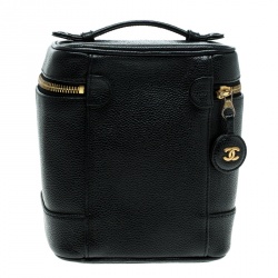 Pre Owned Chanel Black Caviar Leather Vanity Case