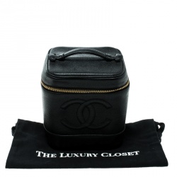 Pre Owned Chanel Black Caviar Leather Vanity Case