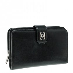 Chanel Black Leather CC Bifold Wallet