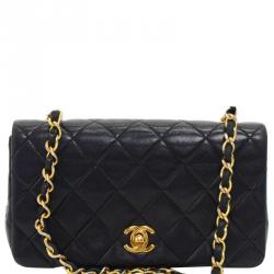 Pre Owned Chanel Black Quilted Leather Mini Vintage Flap Bag