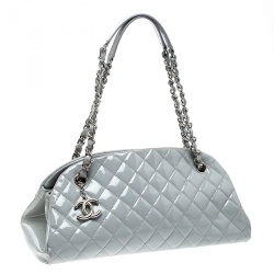 Pre Owned Chanel Light Grey Quilted Leather Just Mademoiselle Bowling Bag
