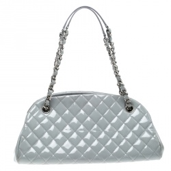 Pre Owned Chanel Light Grey Quilted Leather Just Mademoiselle Bowling Bag