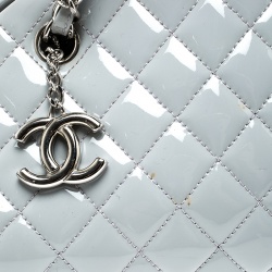 Pre Owned Chanel Light Grey Quilted Leather Just Mademoiselle Bowling Bag