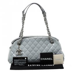 Pre Owned Chanel Light Grey Quilted Leather Just Mademoiselle Bowling Bag