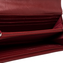 Pre Owned محفظة شانيل كونتيننتال كاميليا جلد حمراء داكنة