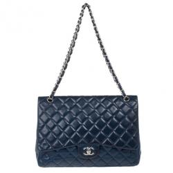 Chanel Navy Blue Classic Maxi Flap Bag Chanel