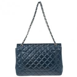 Pre Owned Chanel Navy Blue Classic Maxi Flap Bag