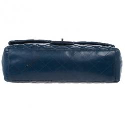 Pre Owned Chanel Navy Blue Classic Maxi Flap Bag