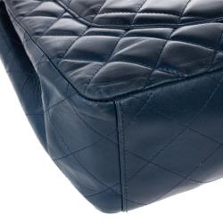 Pre Owned Chanel Navy Blue Classic Maxi Flap Bag