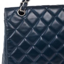 Pre Owned Chanel Navy Blue Classic Maxi Flap Bag