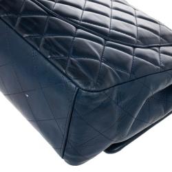 Pre Owned Chanel Navy Blue Classic Maxi Flap Bag