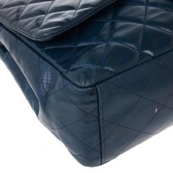 Pre Owned Chanel Navy Blue Classic Maxi Flap Bag