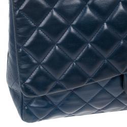 Pre Owned Chanel Navy Blue Classic Maxi Flap Bag
