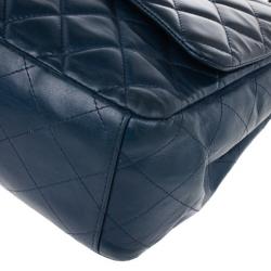 Pre Owned Chanel Navy Blue Classic Maxi Flap Bag