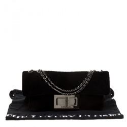 Pre Owned Chanel Black Velvet Giant Reissue Flap Shoulder Bag