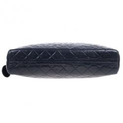 Pre Owned Chanel Navy Blue Lambskin Quilted Large Camera Bag