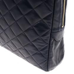 Pre Owned Chanel Navy Blue Lambskin Quilted Large Camera Bag