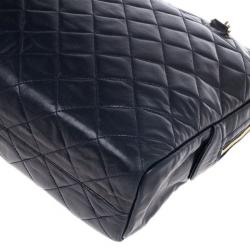 Pre Owned Chanel Navy Blue Lambskin Quilted Large Camera Bag