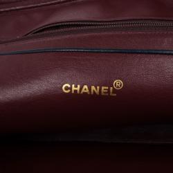 Pre Owned Chanel Navy Blue Lambskin Quilted Large Camera Bag