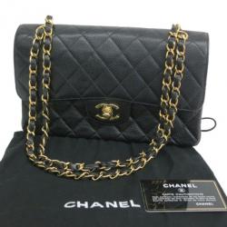 Pre Owned Chanel Black Caviar Small Double Flap Classic Shoulder bag
